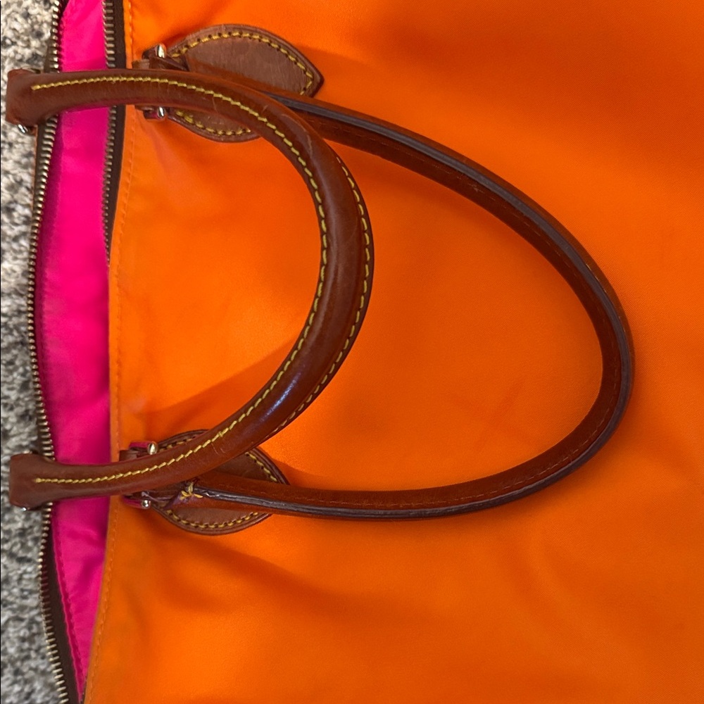 Dooney & Bourke Vibrant Orange Tote with Brown Handles - Picture 8 of 8